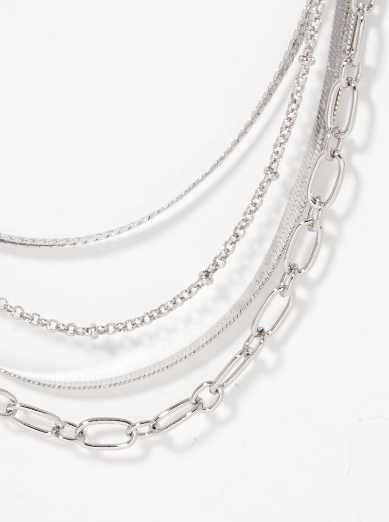 Metal Multi-Chain Layered Necklace