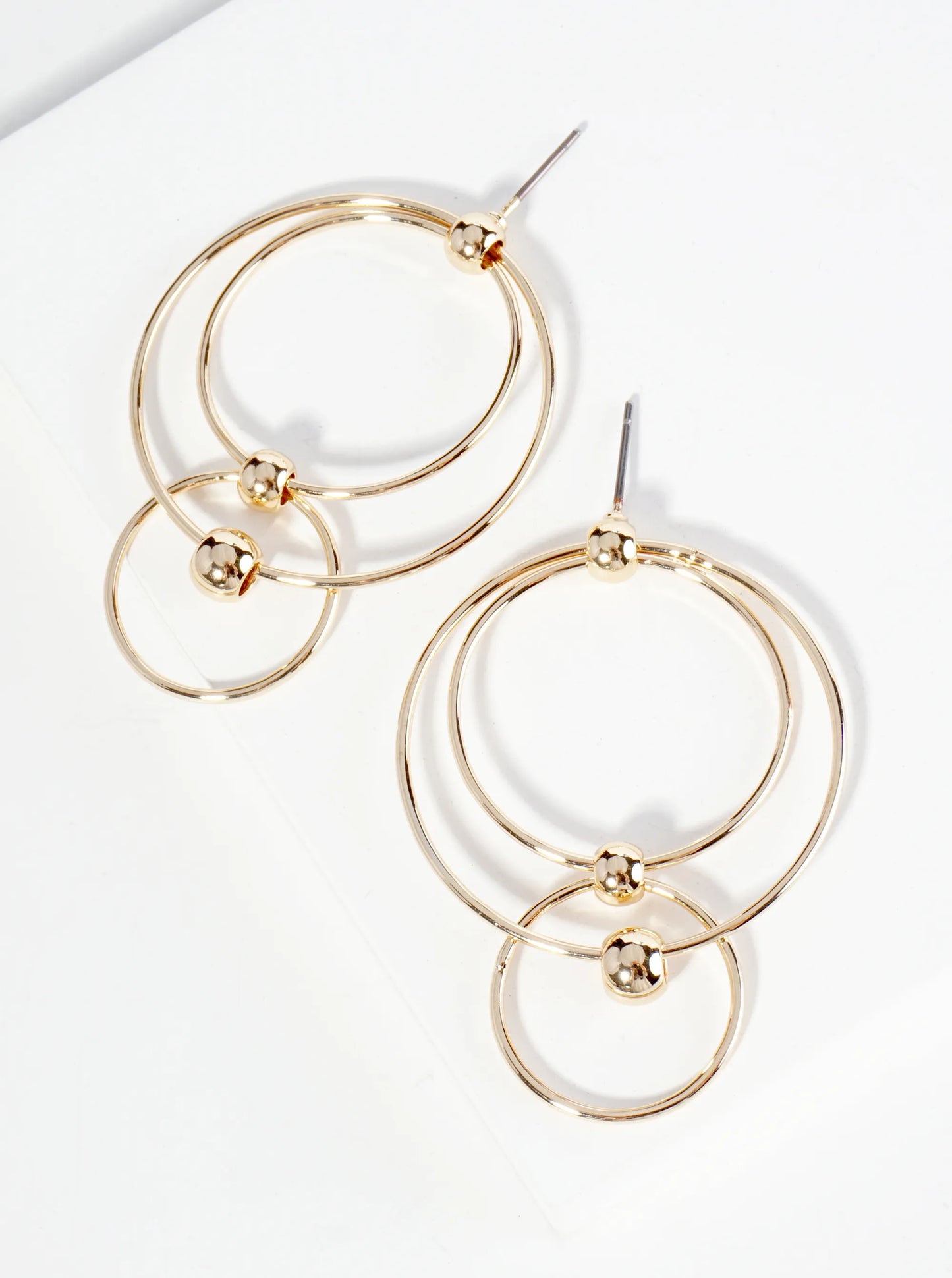 Metal Multi Circle Geometric Dangle Post Earrings