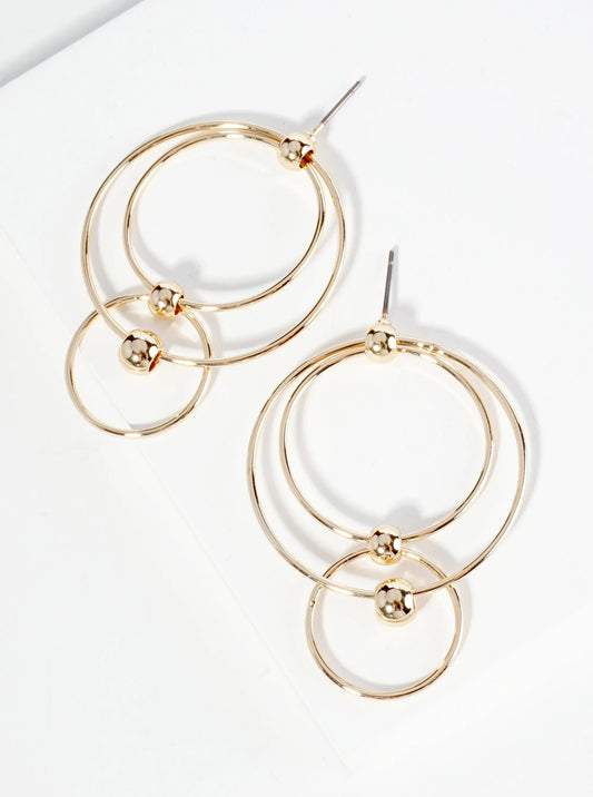 Metal Multi Circle Geometric Dangle Post Earrings