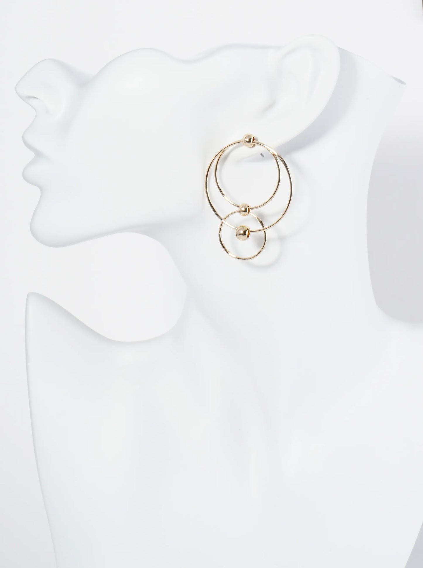 Metal Multi Circle Geometric Dangle Post Earrings