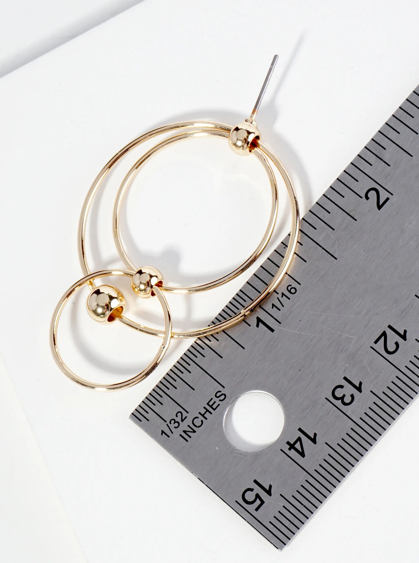 Metal Multi Circle Geometric Dangle Post Earrings