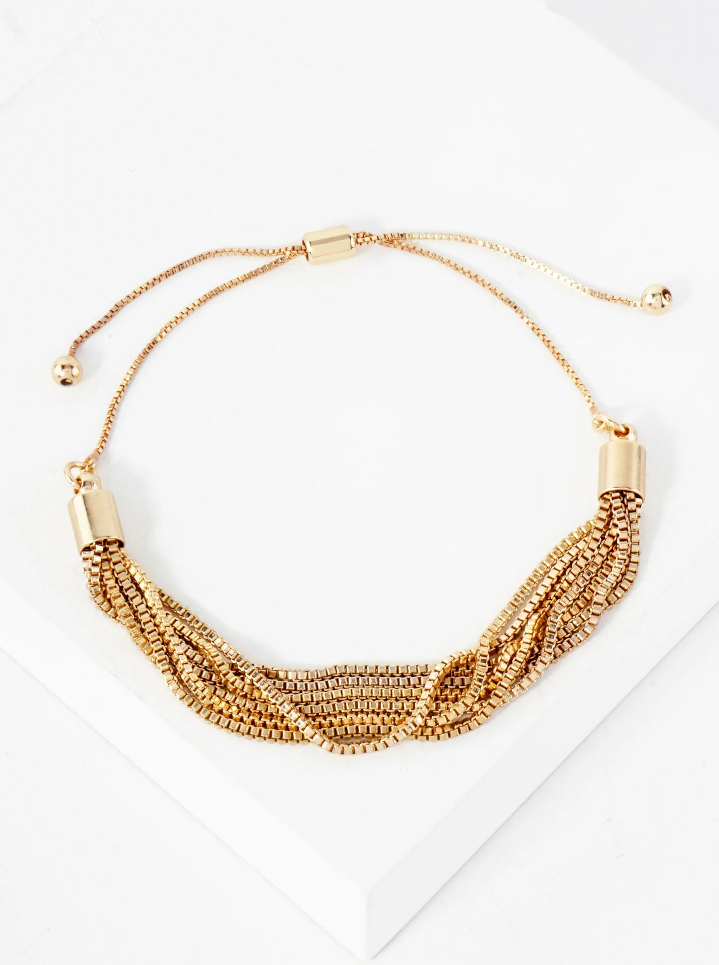 Metal Multi-Row Pull-Tie Box-Chain Bracelet