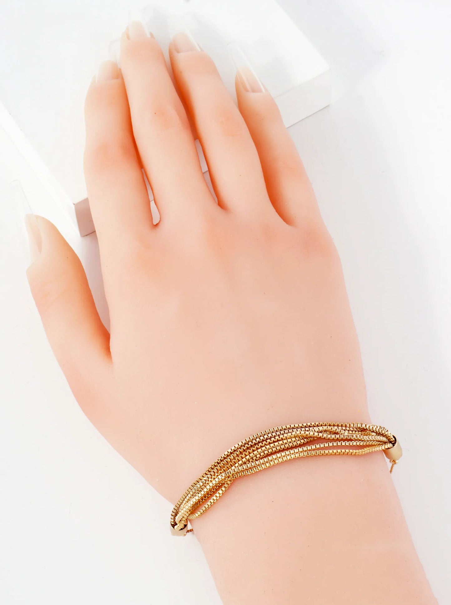 Metal Multi-Row Pull-Tie Box-Chain Bracelet