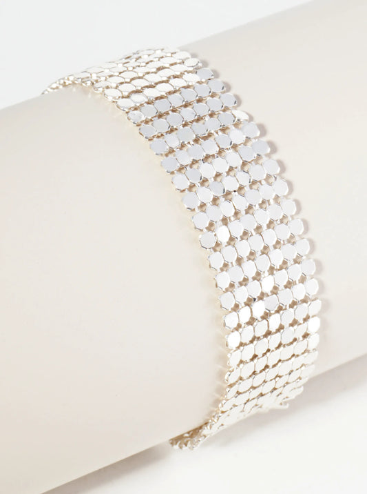 Metal Multi Strand Octagon Shape Mesh Chain Bracelet