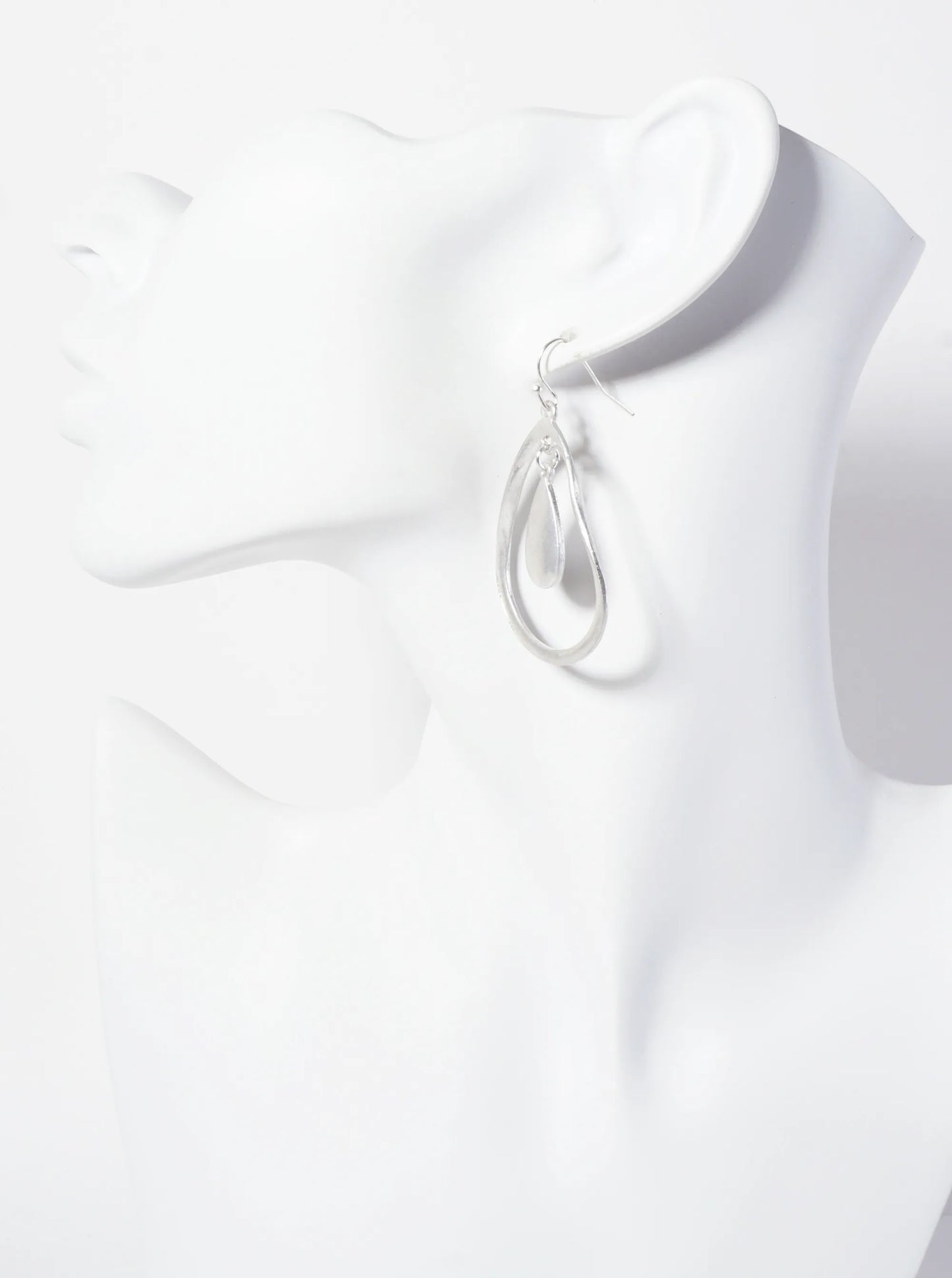 Metal Organic Double Teardrop Dangle Drop Earrings