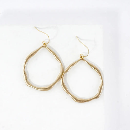 Metal Organic Open Circle Dangle Earrings