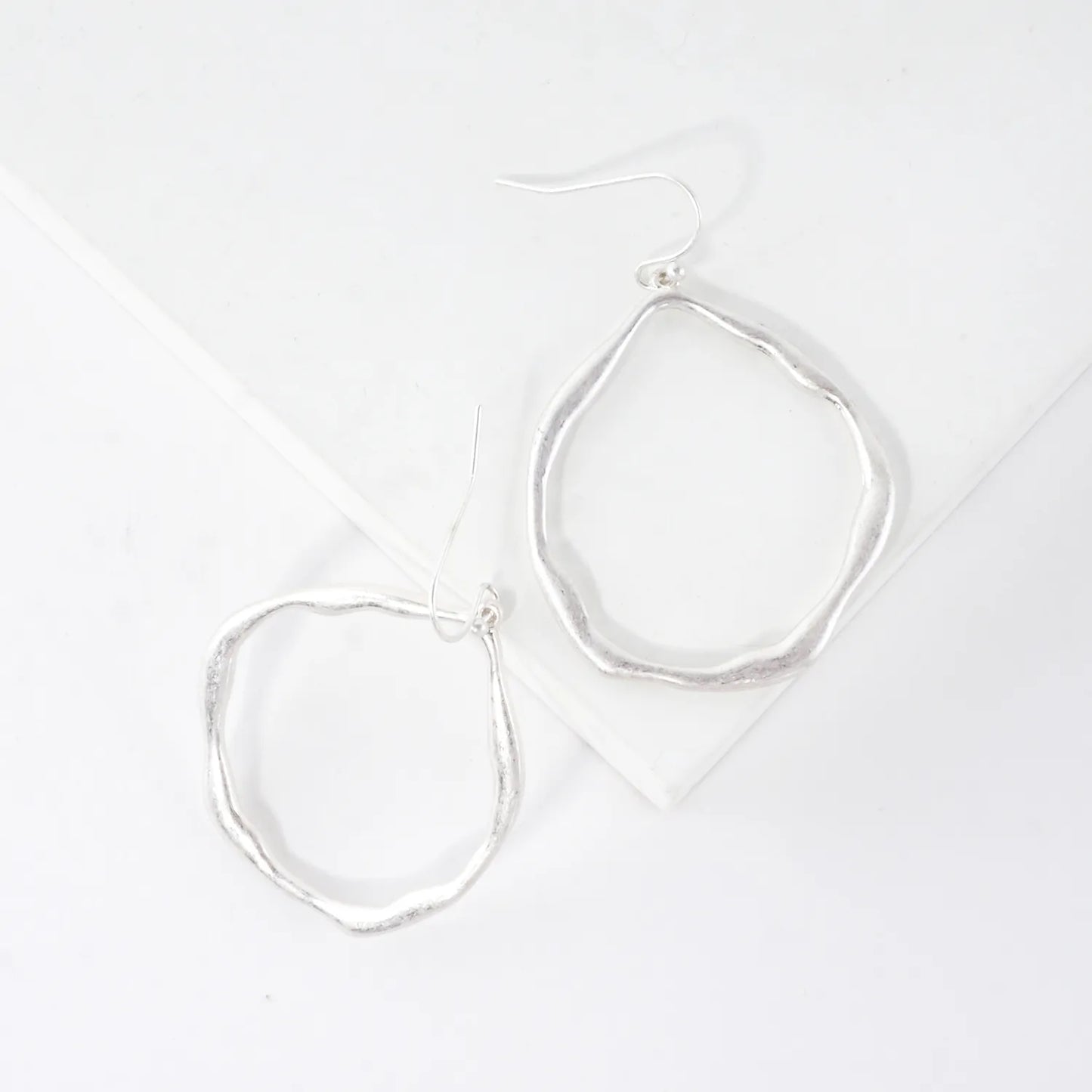 Metal Organic Open Circle Dangle Earrings