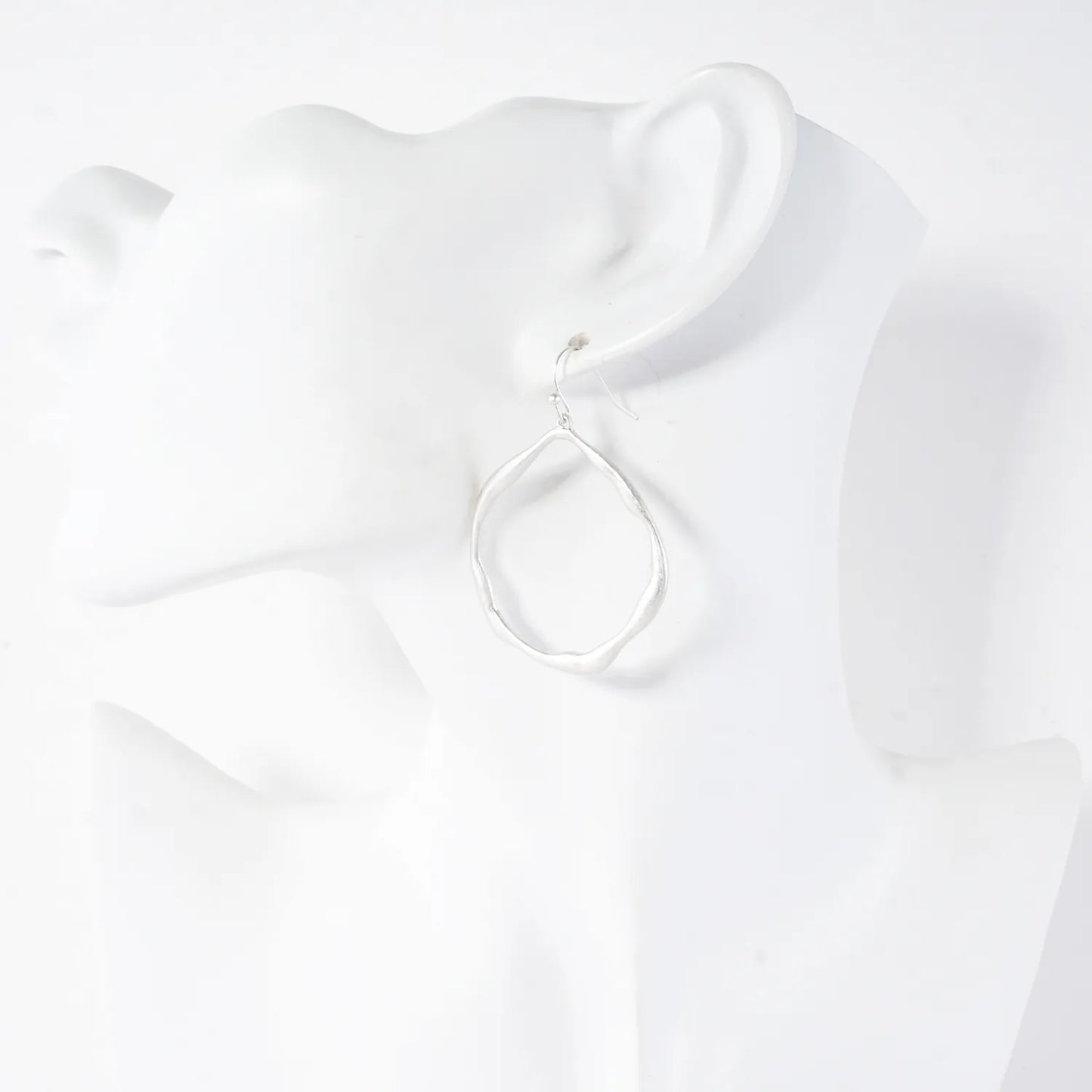 Metal Organic Open Circle Dangle Earrings