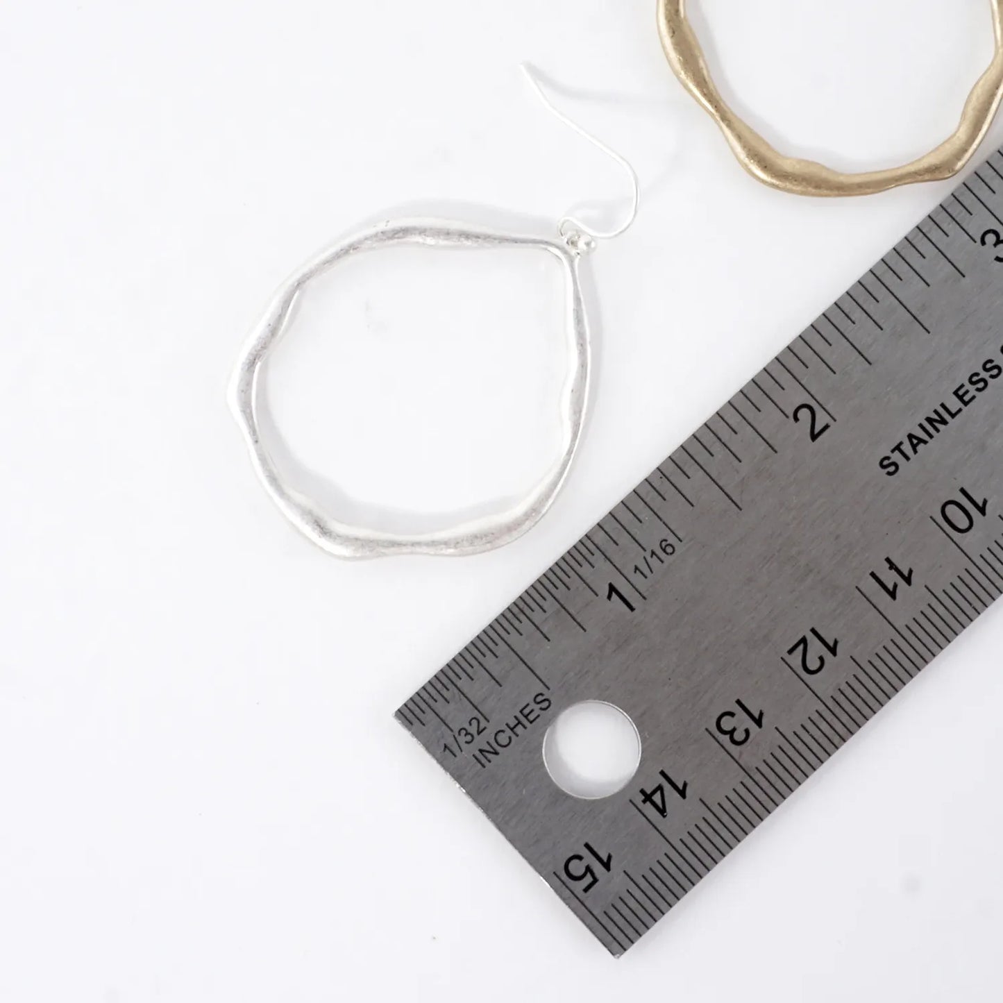 Metal Organic Open Circle Dangle Earrings