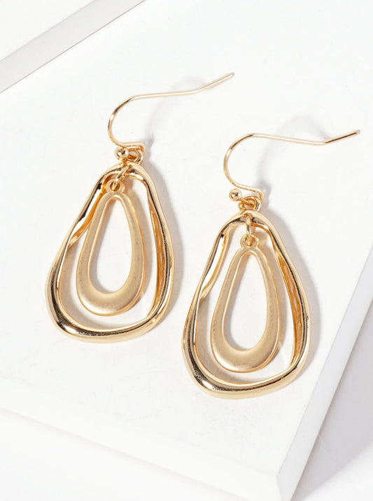 Metal Organic-Shaped Teardrop Dangle Earrings
