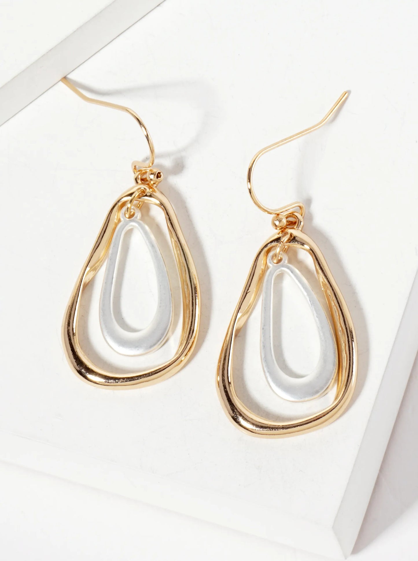 Metal Organic-Shaped Teardrop Dangle Earrings