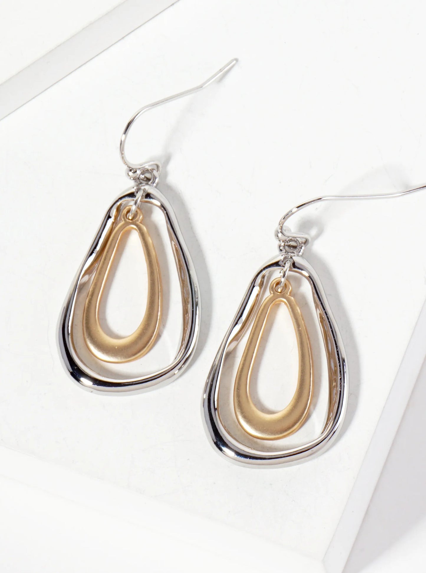 Metal Organic-Shaped Teardrop Dangle Earrings