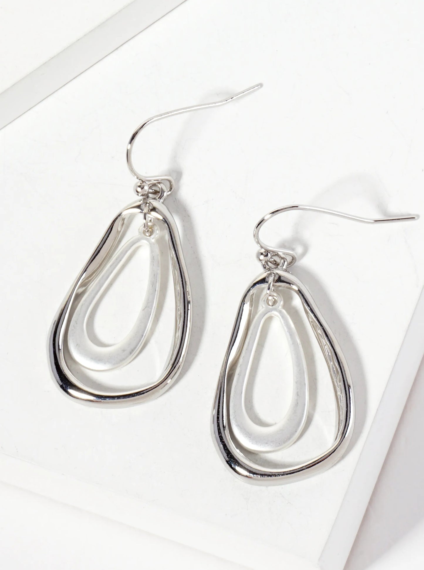 Metal Organic-Shaped Teardrop Dangle Earrings