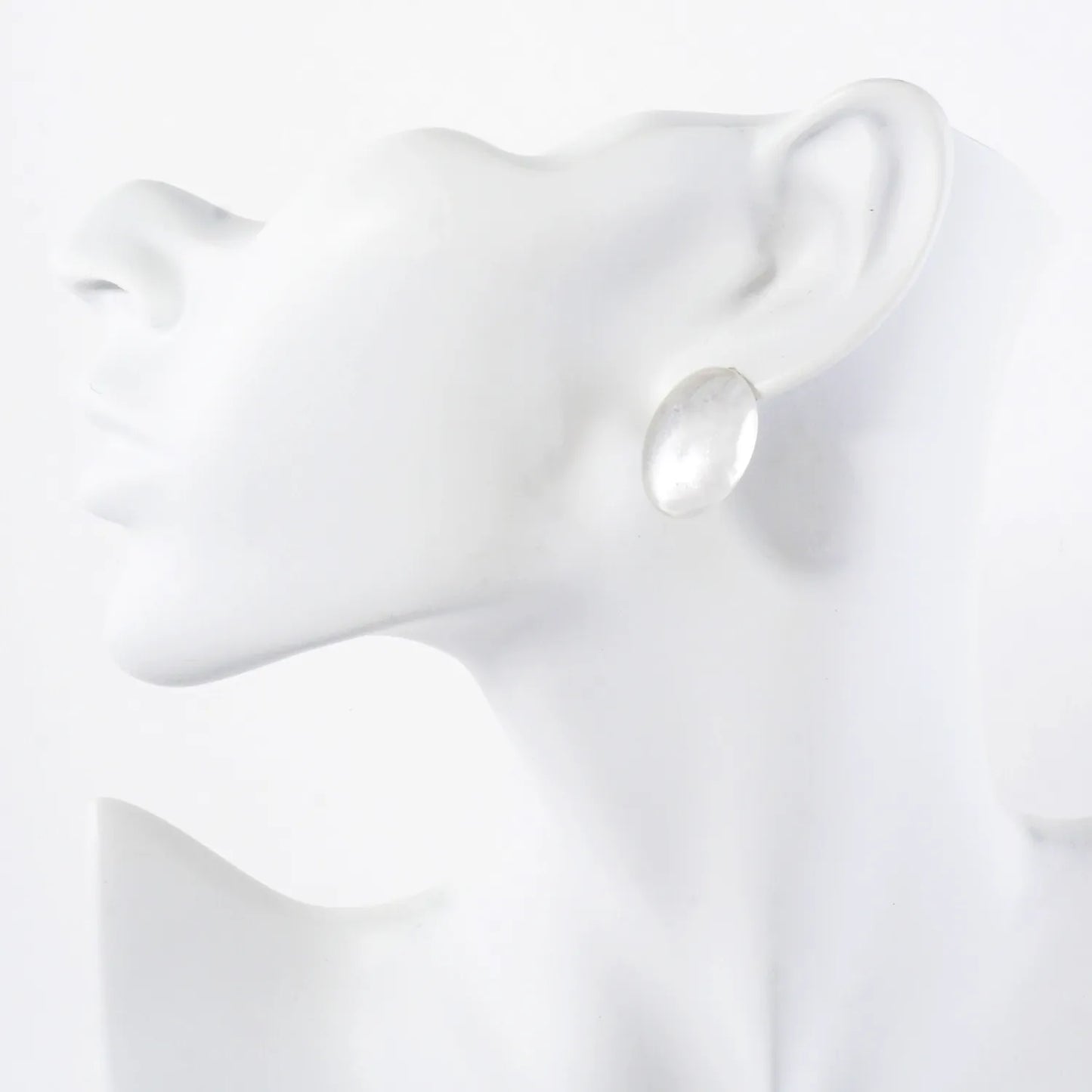 Metal Oval Shape Stud Earrings With-Titanium-Post