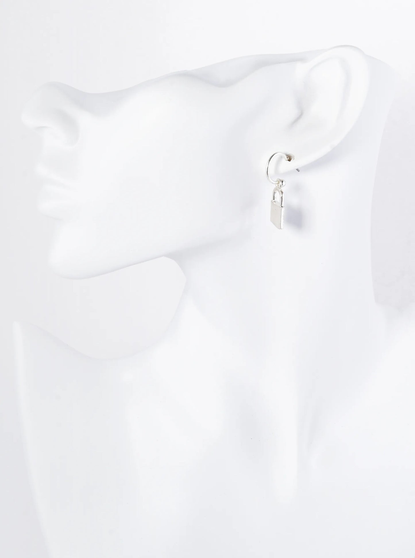 Metal Padlock Drop 10mm Hoop Earrings