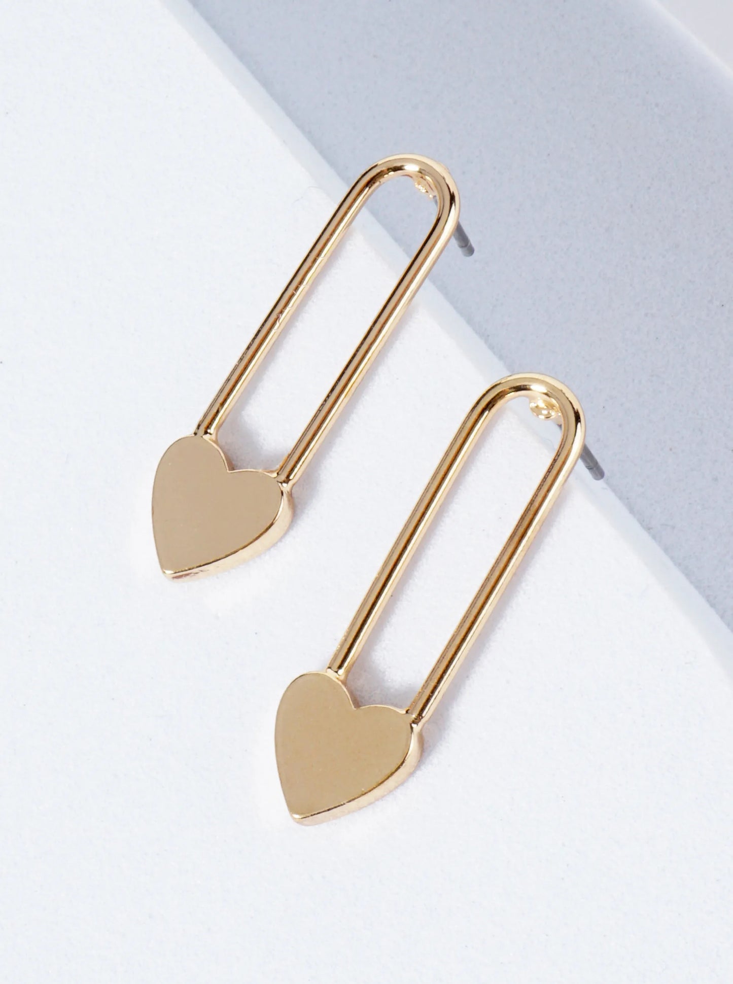 Metal Paperclip Heart Stud Earrings