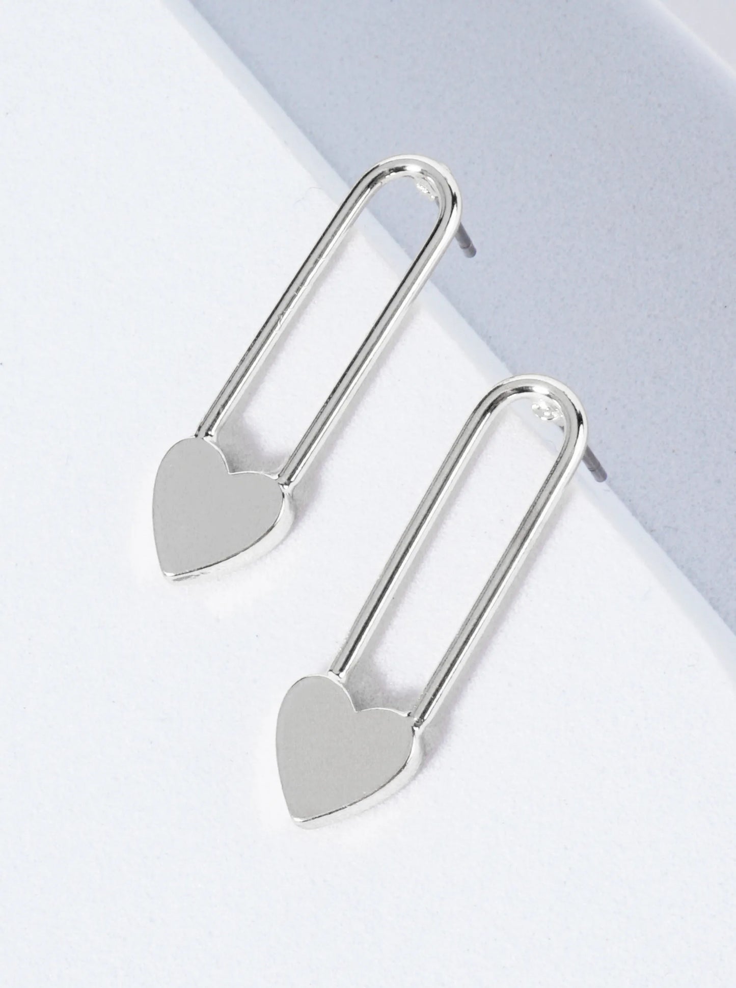 Metal Paperclip Heart Stud Earrings