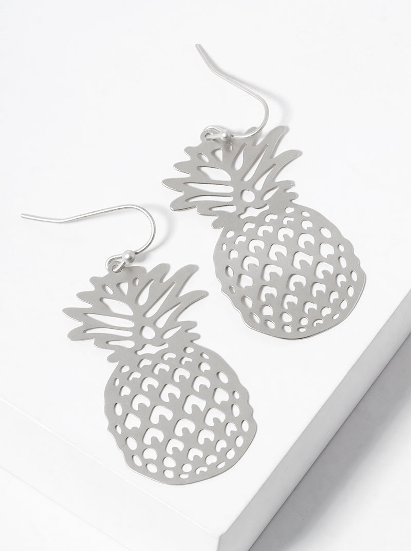 Metal Pineapple Filigree Dangle Drop Stencil Earrings