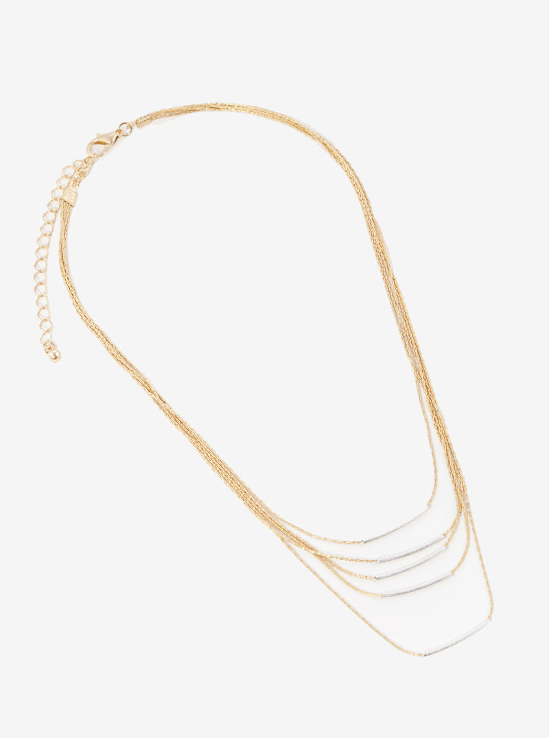 Metal Rectangle Bar Chain Layered Necklaces