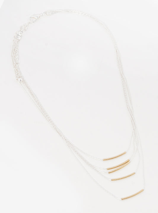 Metal Rectangle Bar Chain Layered Necklaces