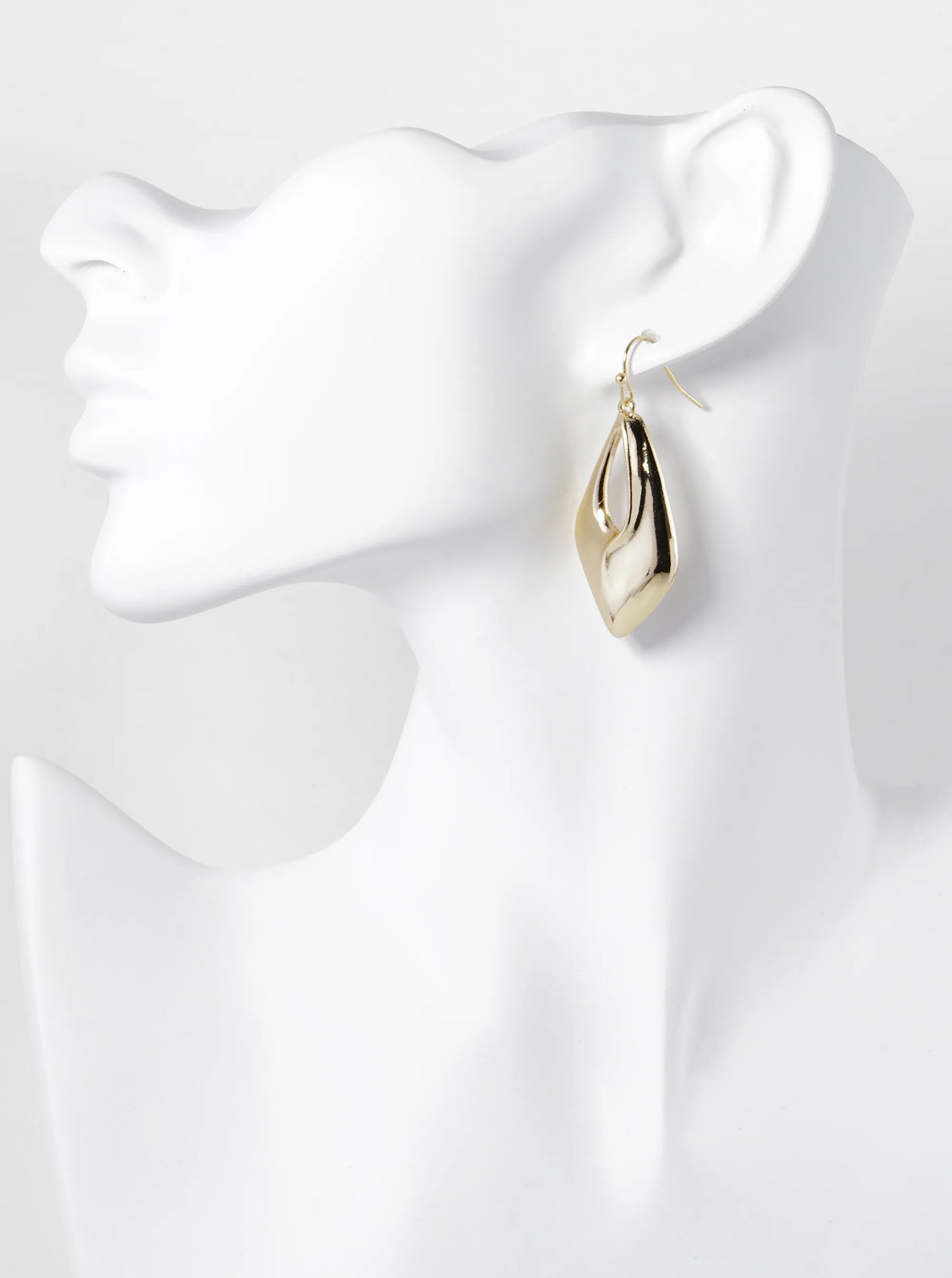 Metal Rhombus Shape Teardrop Cutout Dangle Drop Earrings