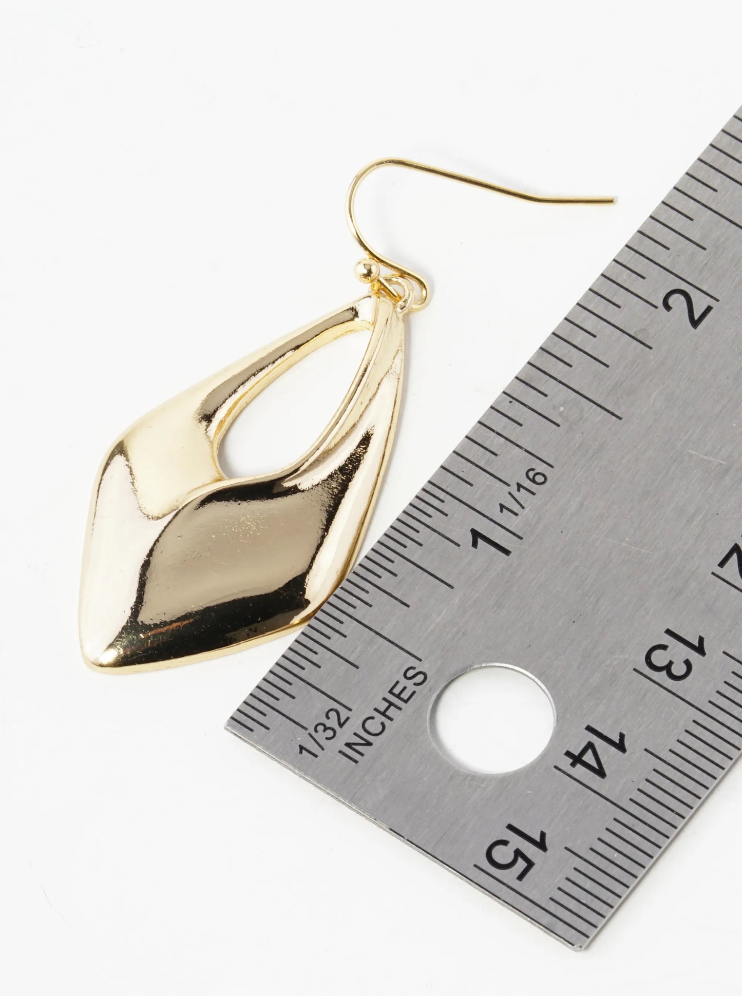 Metal Rhombus Shape Teardrop Cutout Dangle Drop Earrings