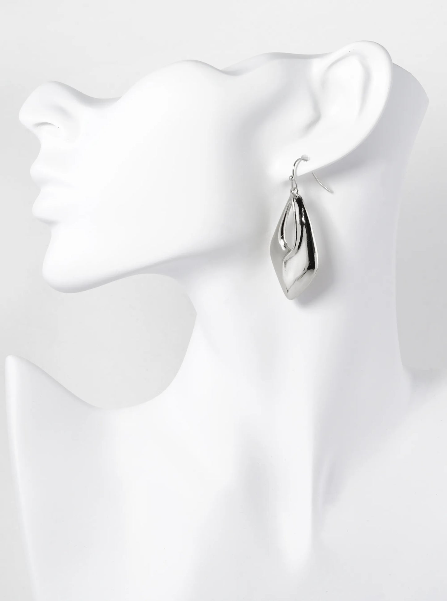 Metal Rhombus Shape Teardrop Cutout Dangle Drop Earrings