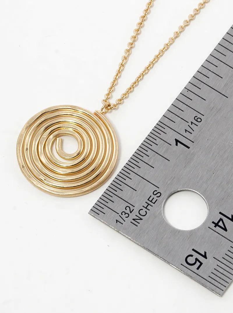 Metal Round Swirl Pendant Layered Necklace