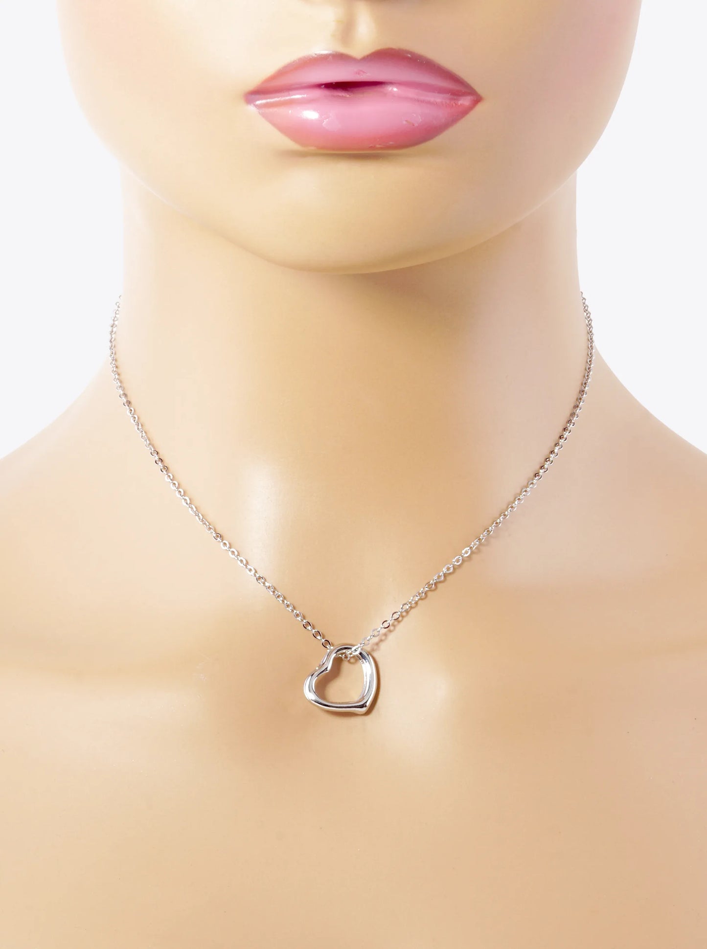 Metal Sideways 15mm Heart Pendant Necklace