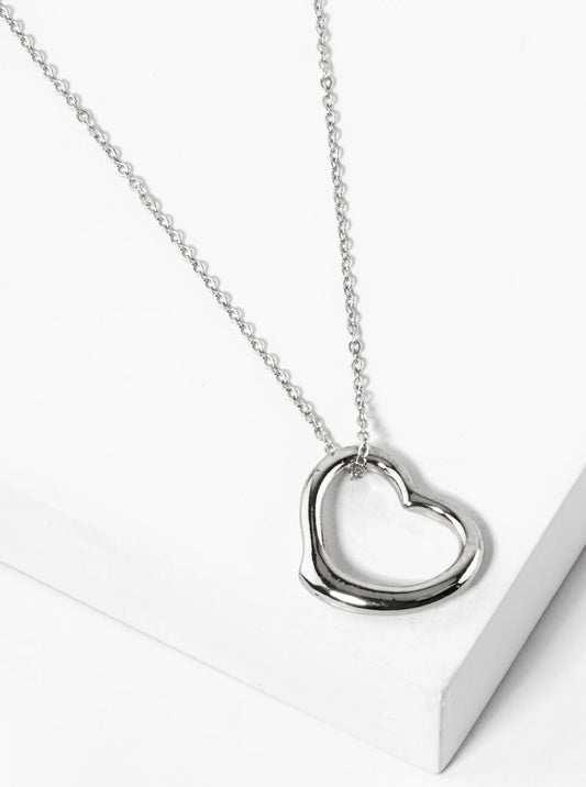 Metal Sideways 23mm Heart Pendant Necklace