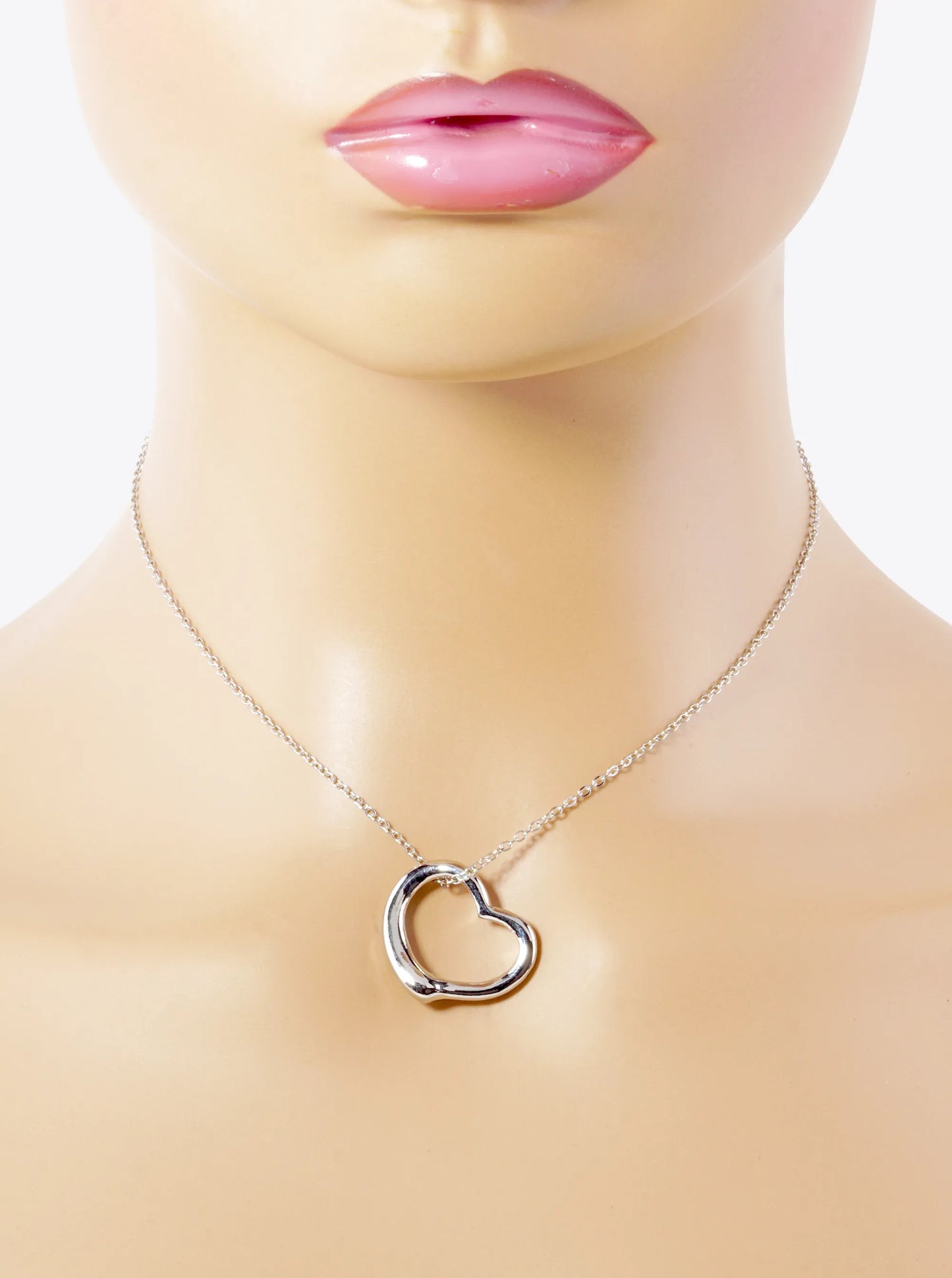 Metal Sideways 23mm Heart Pendant Necklace