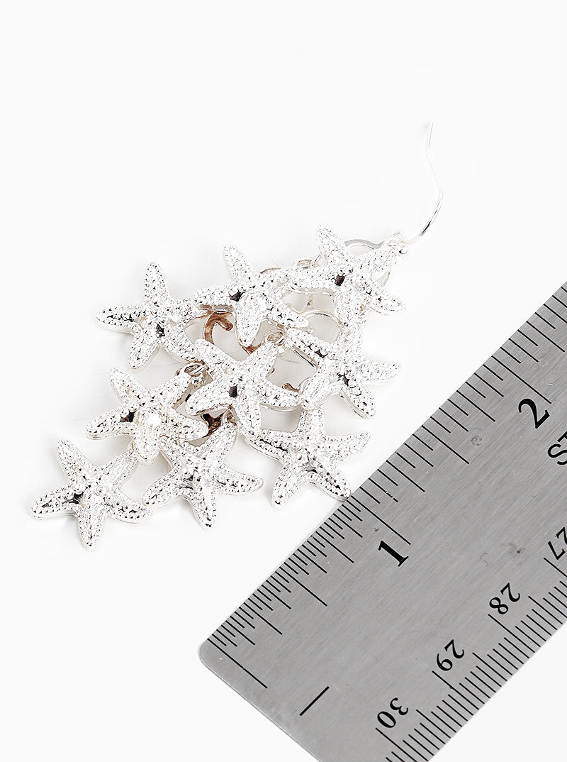 Metal Starfish Cluster Dangle Drop Earrings