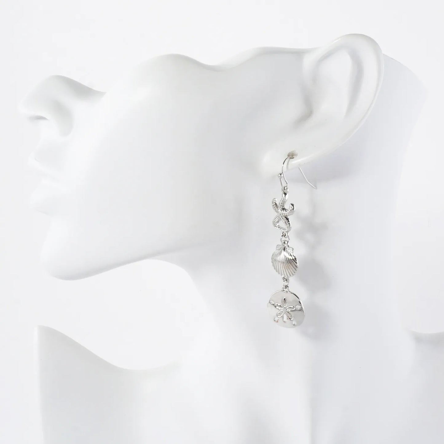 Metal Starfish Seashell Sand-Dollar Drop Sea-Life Dangle Earrings