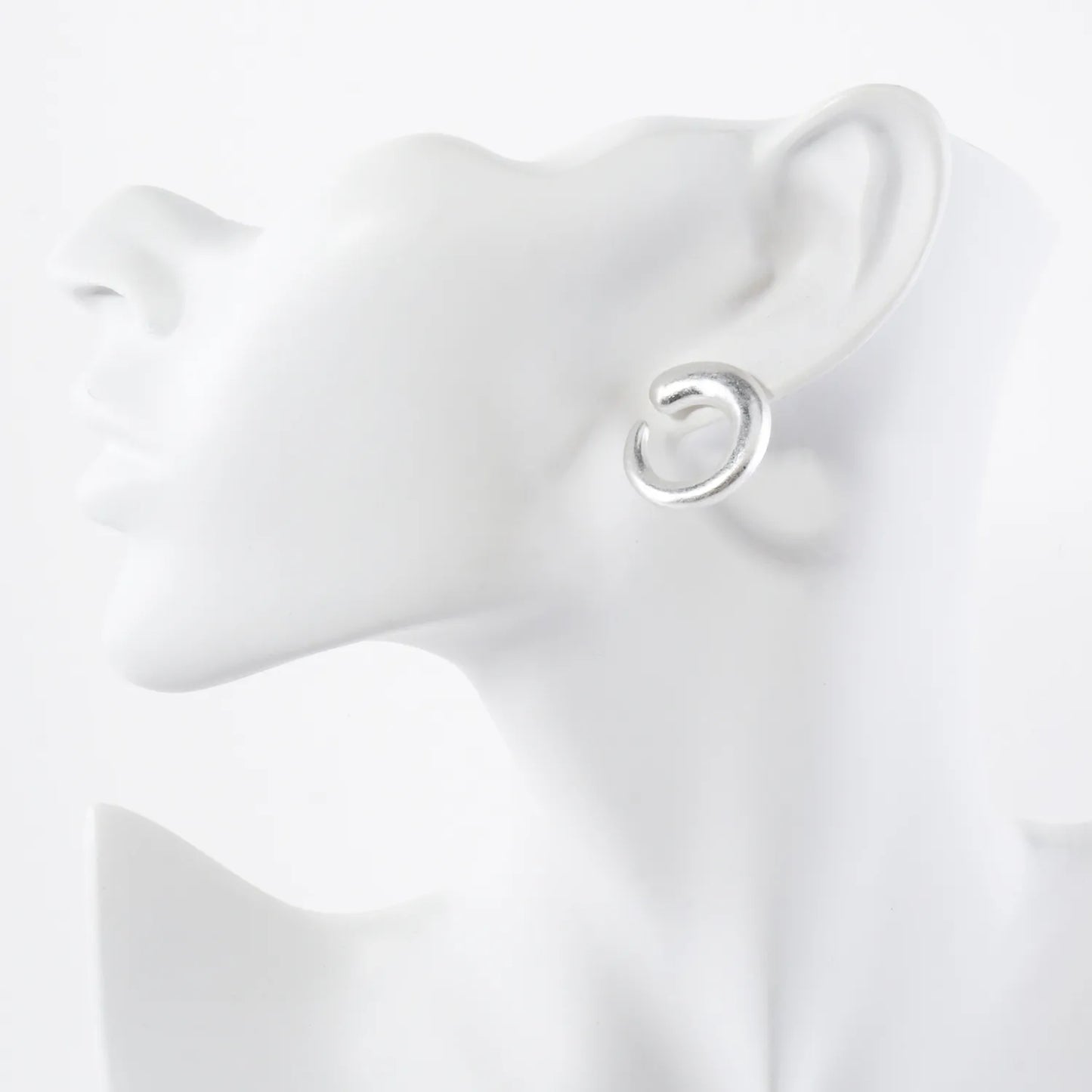 Metal Tapered Circle Earrings With-Titanium-Post