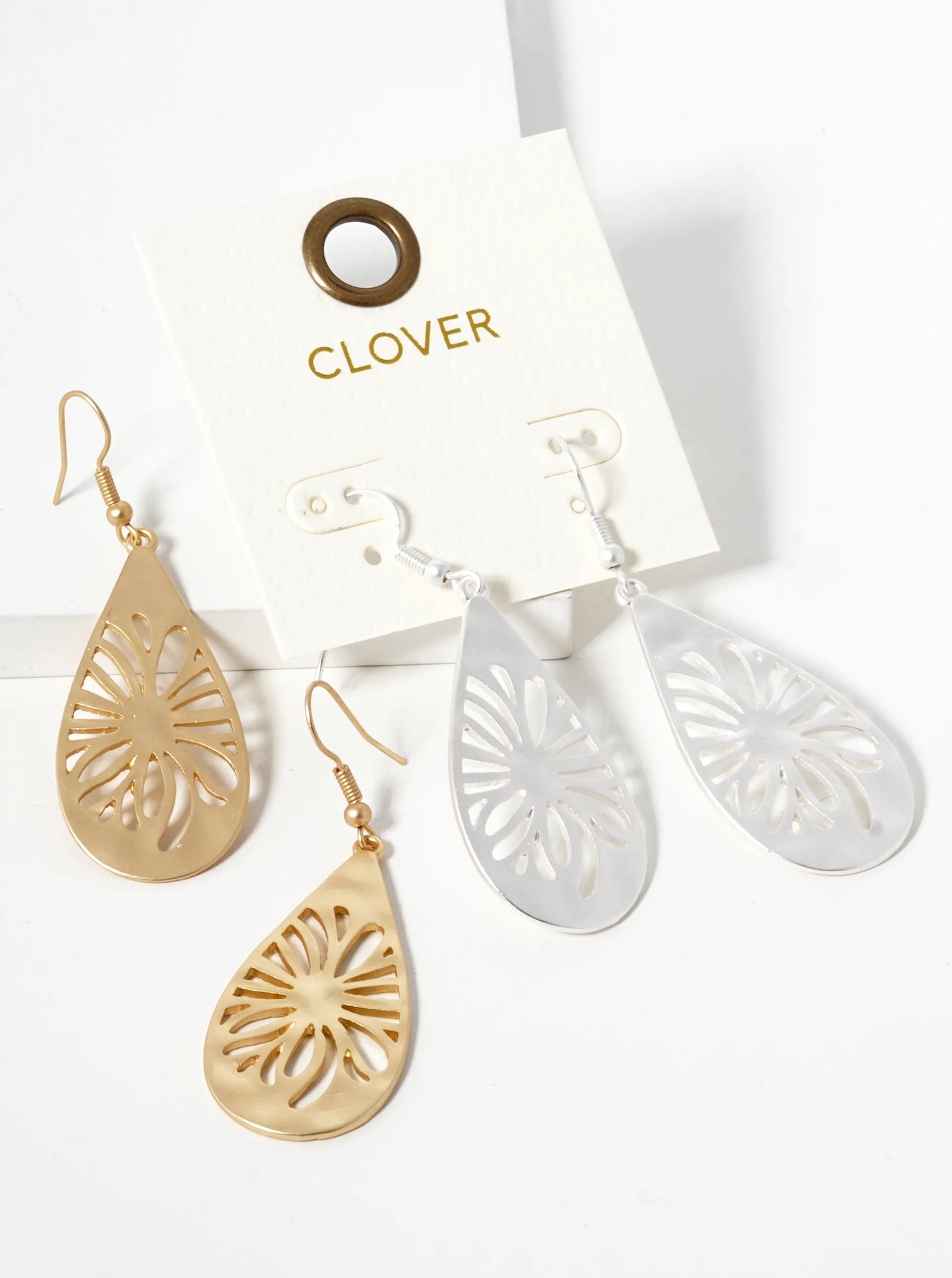 Metal Teardrop Filigree Dangle Drop Earrings