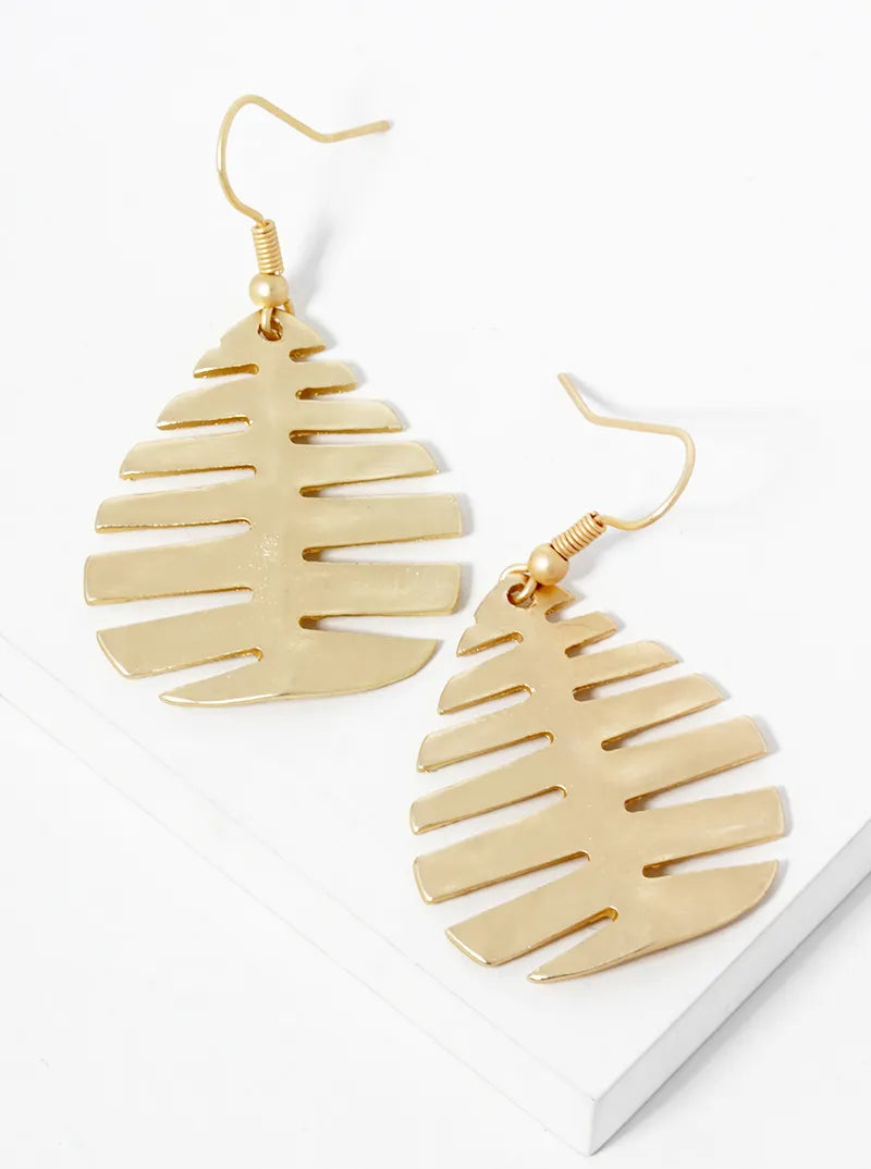 Metal Teardrop Leaf Dangle Drop Earrings