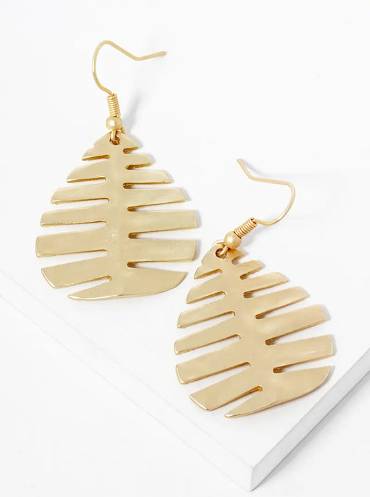 Metal Teardrop Leaf Dangle Drop Earrings
