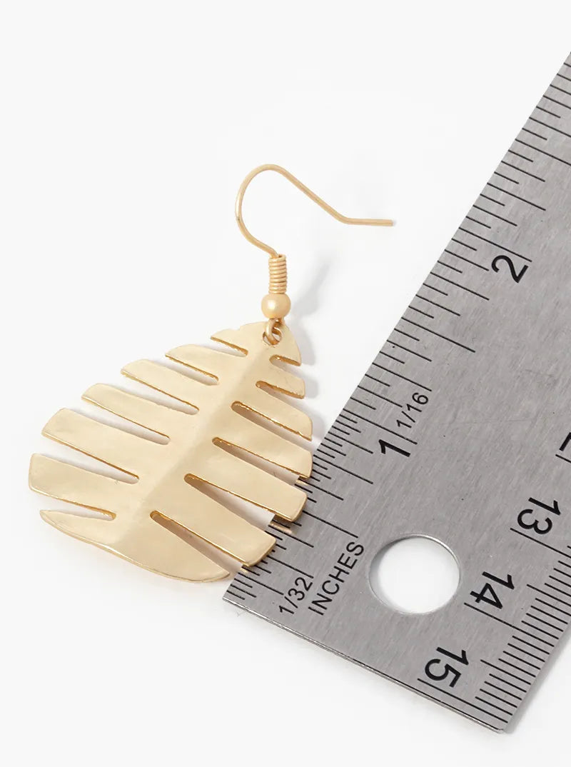 Metal Teardrop Leaf Dangle Drop Earrings