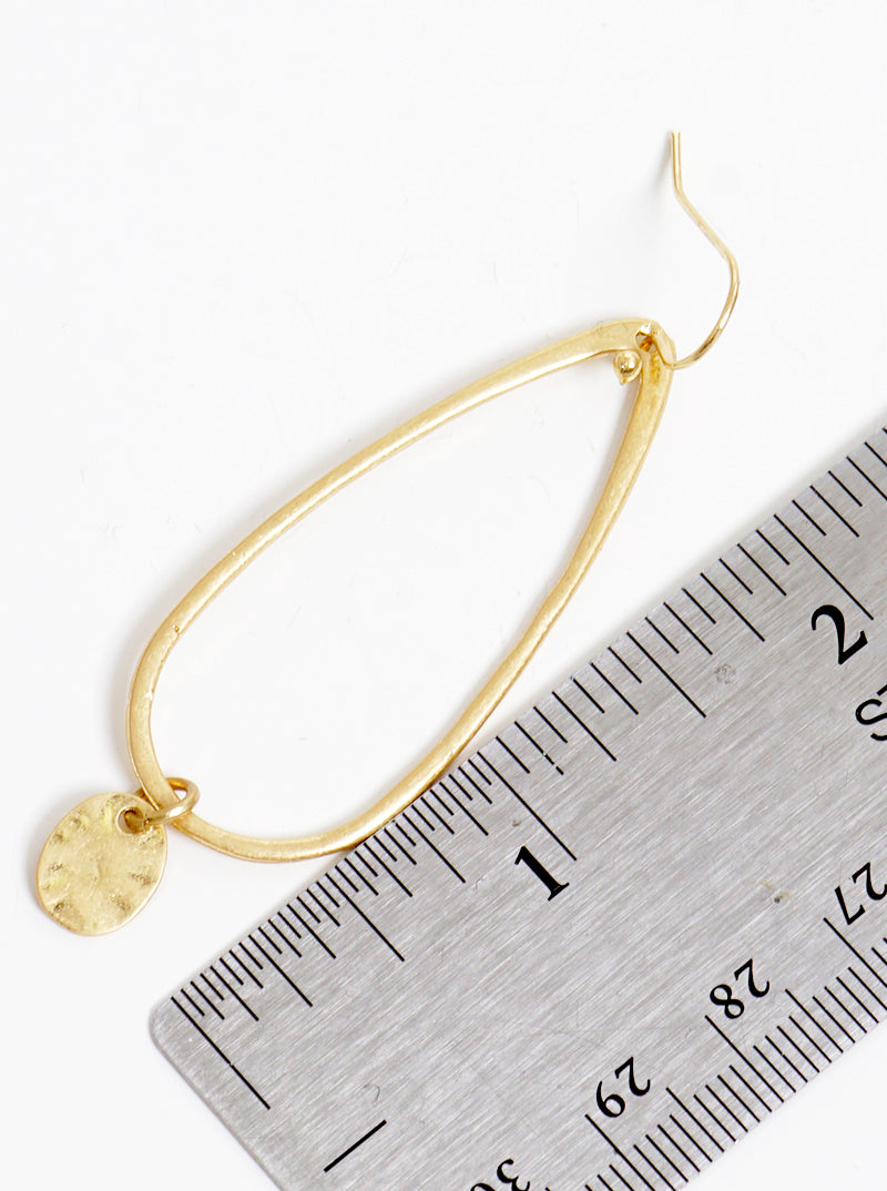 Metal Teardrop With Oval Disc Dangle Drop Earrings