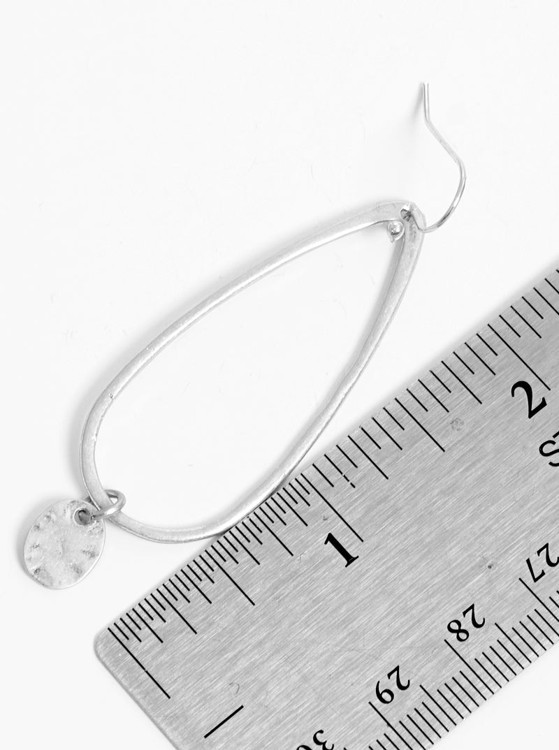 Metal Teardrop With Oval Disc Dangle Drop Earrings