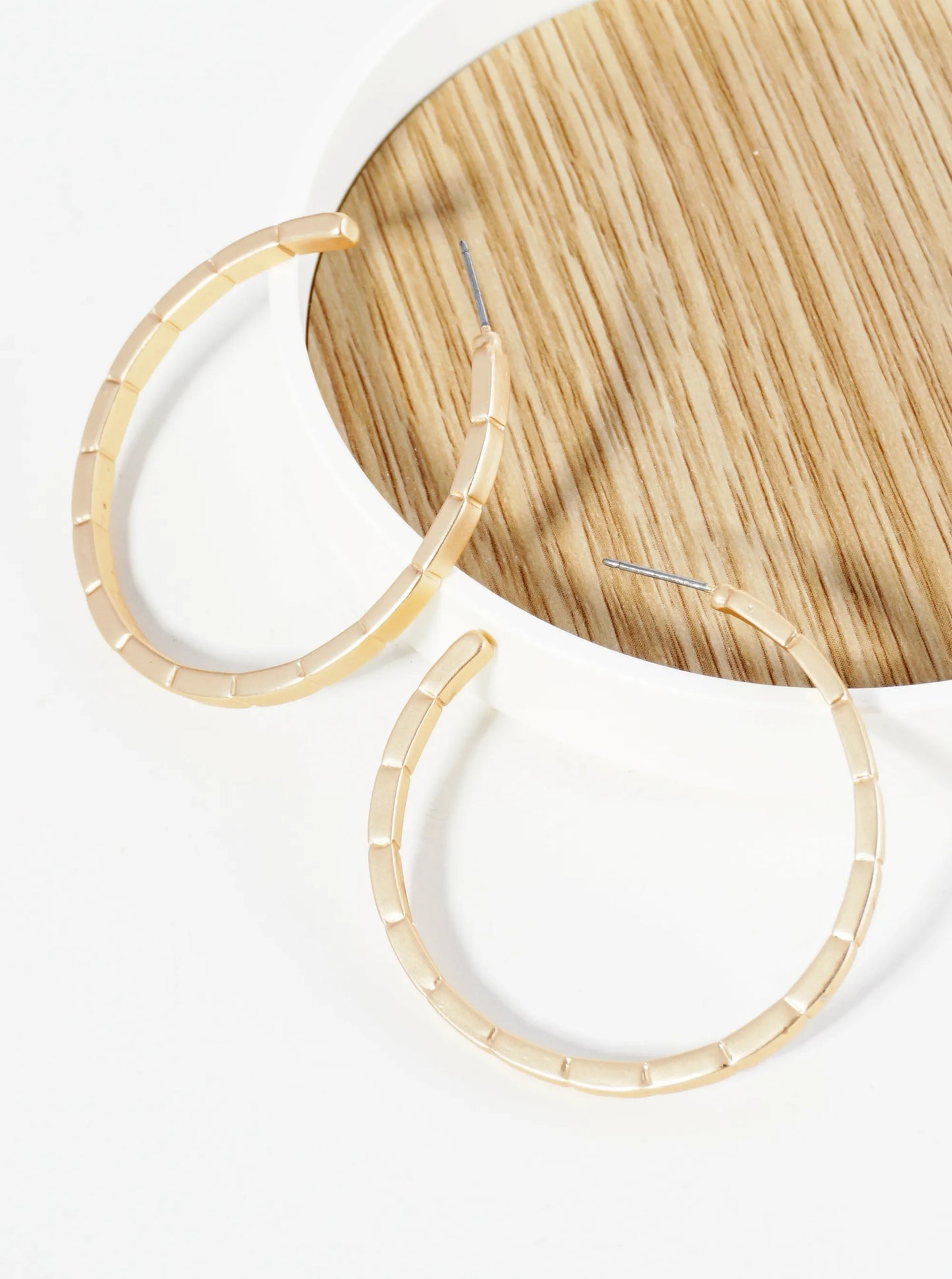 Metal Textured 45mm Open Hoop Earrings
