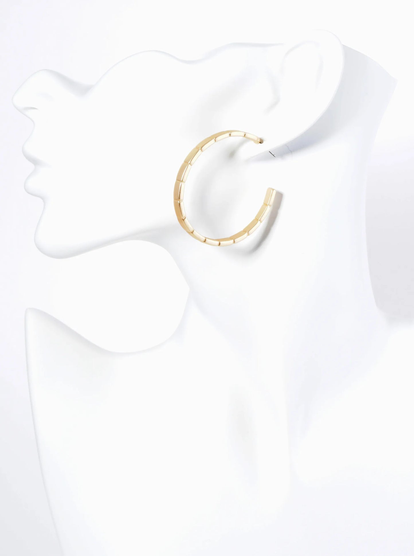 Metal Textured 45mm Open Hoop Earrings