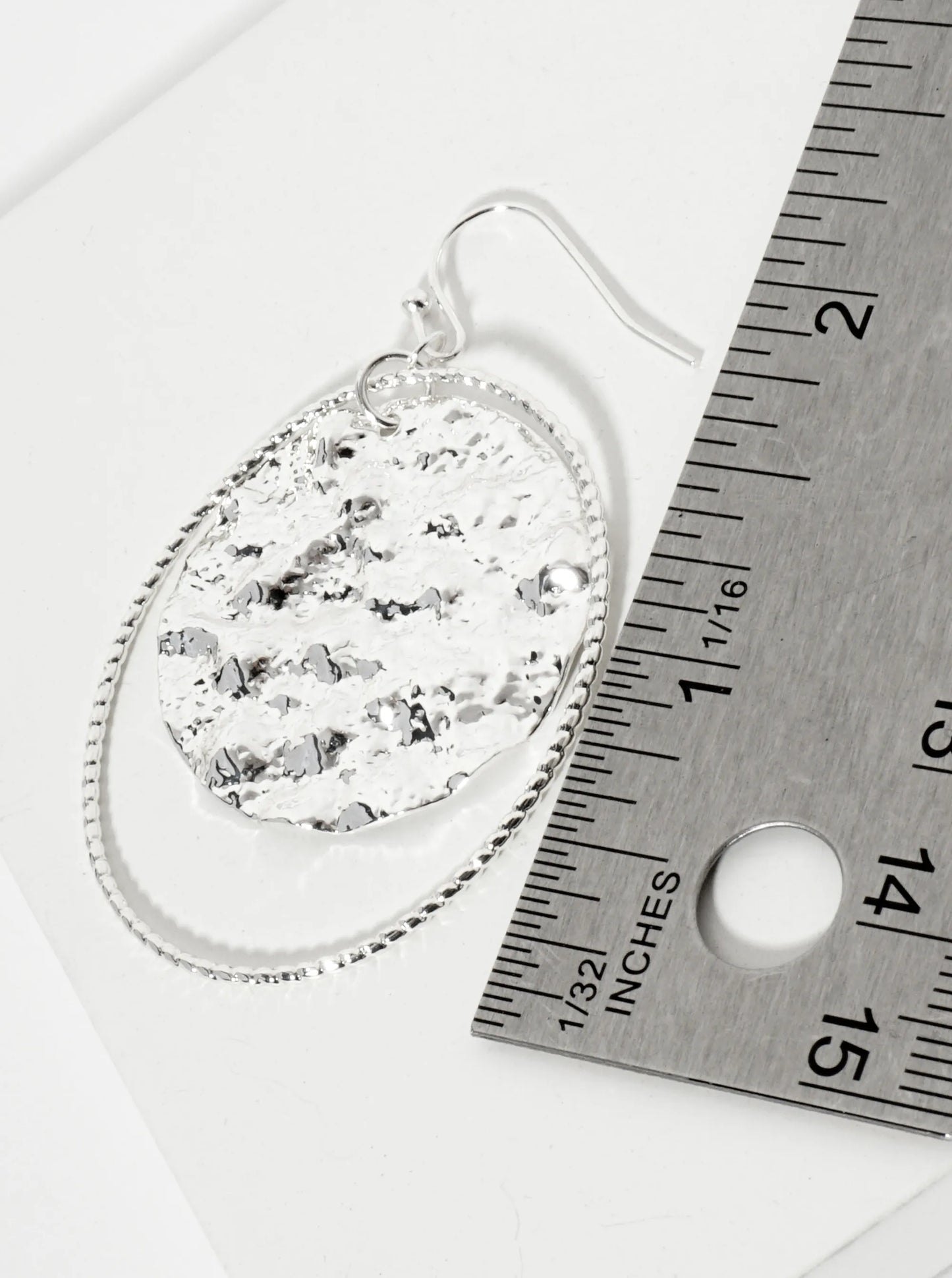 Metal Textured Double Circle Dangle Earrings