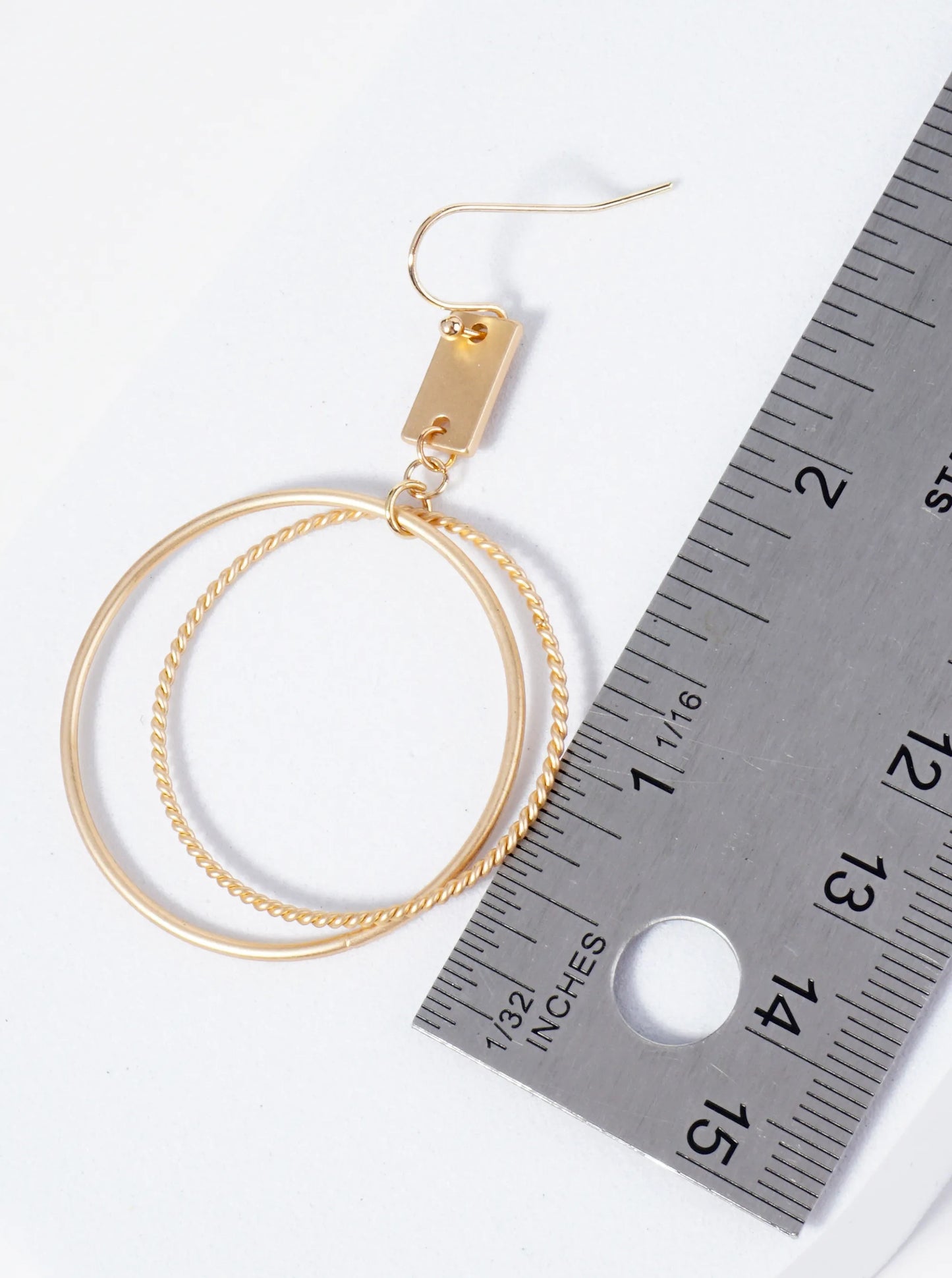 Metal Textured Dual Circle Drop Earrings