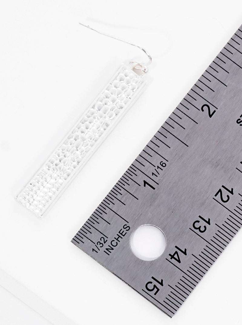 Metal Textured Rectangle Bar Shape Dangle Drop Earrings
