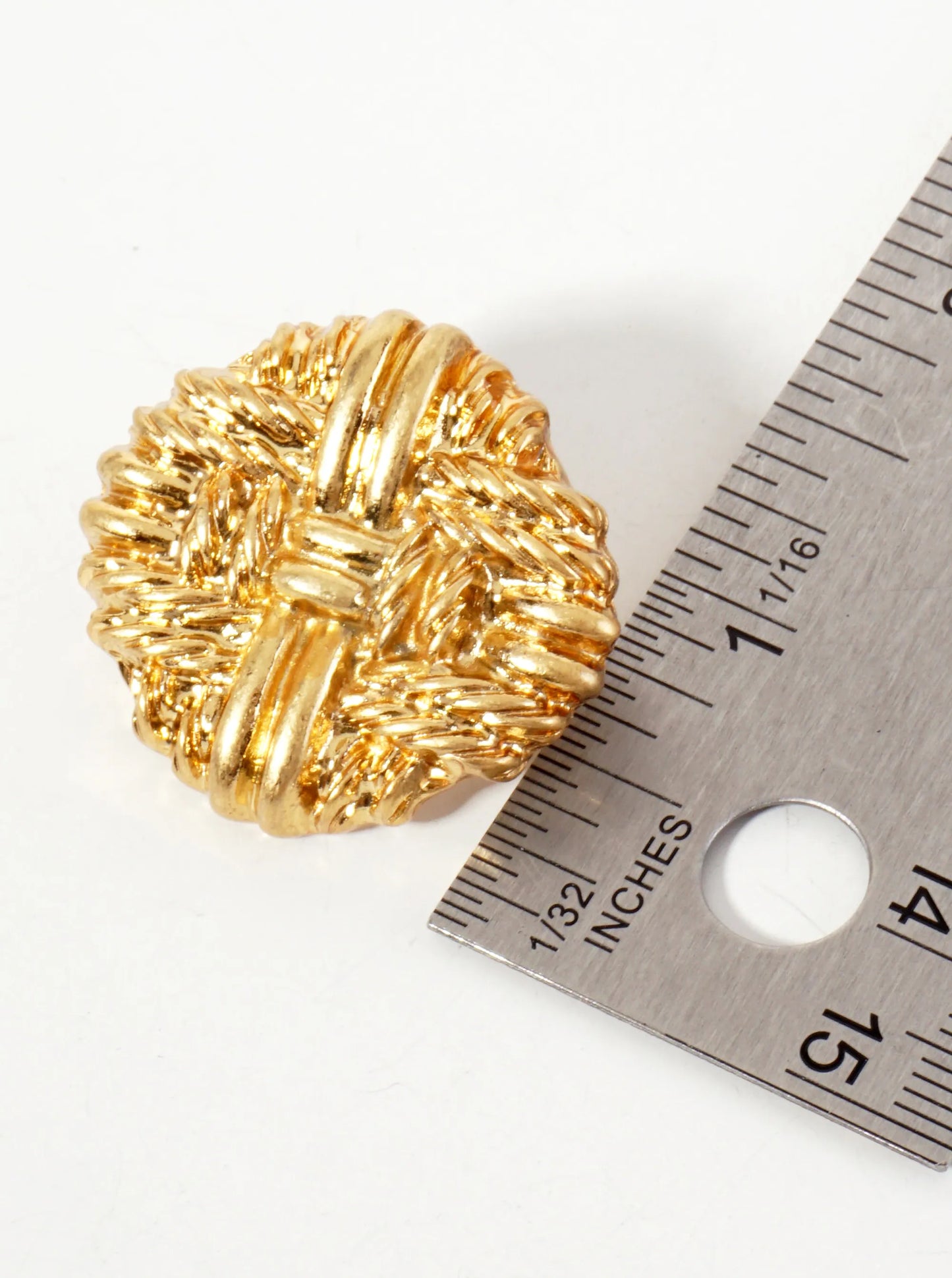Metal Textured Round Statement Earrings With-Titanium-Post