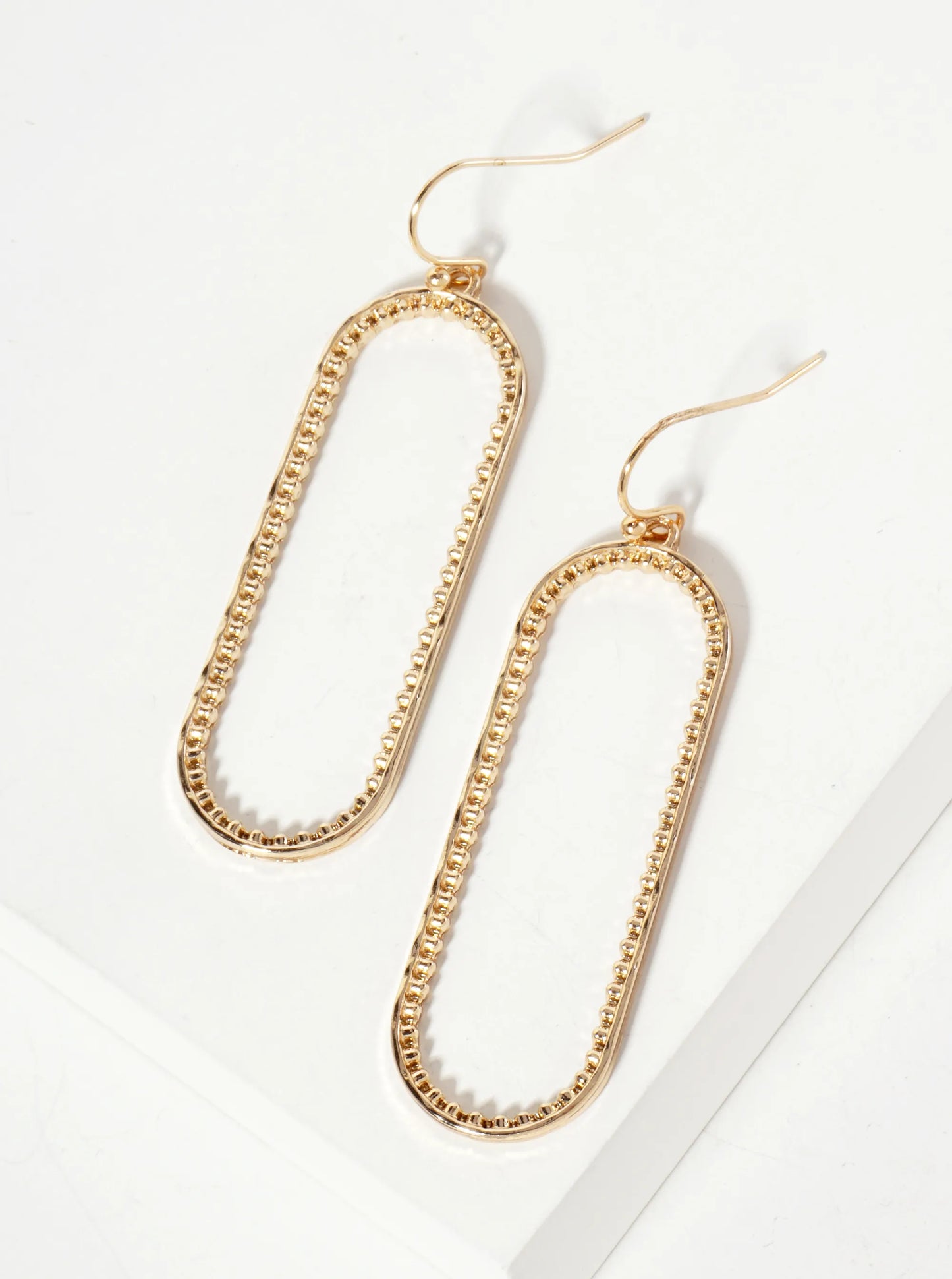 Metal Textured Stadium-Shaped Dangle Earrings