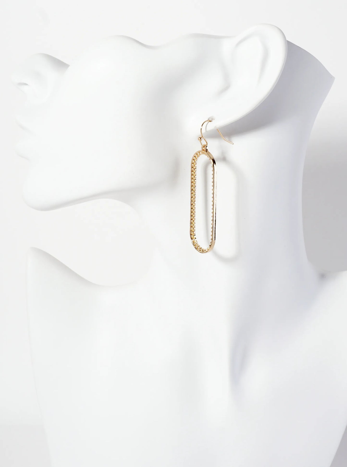 Metal Textured Stadium-Shaped Dangle Earrings