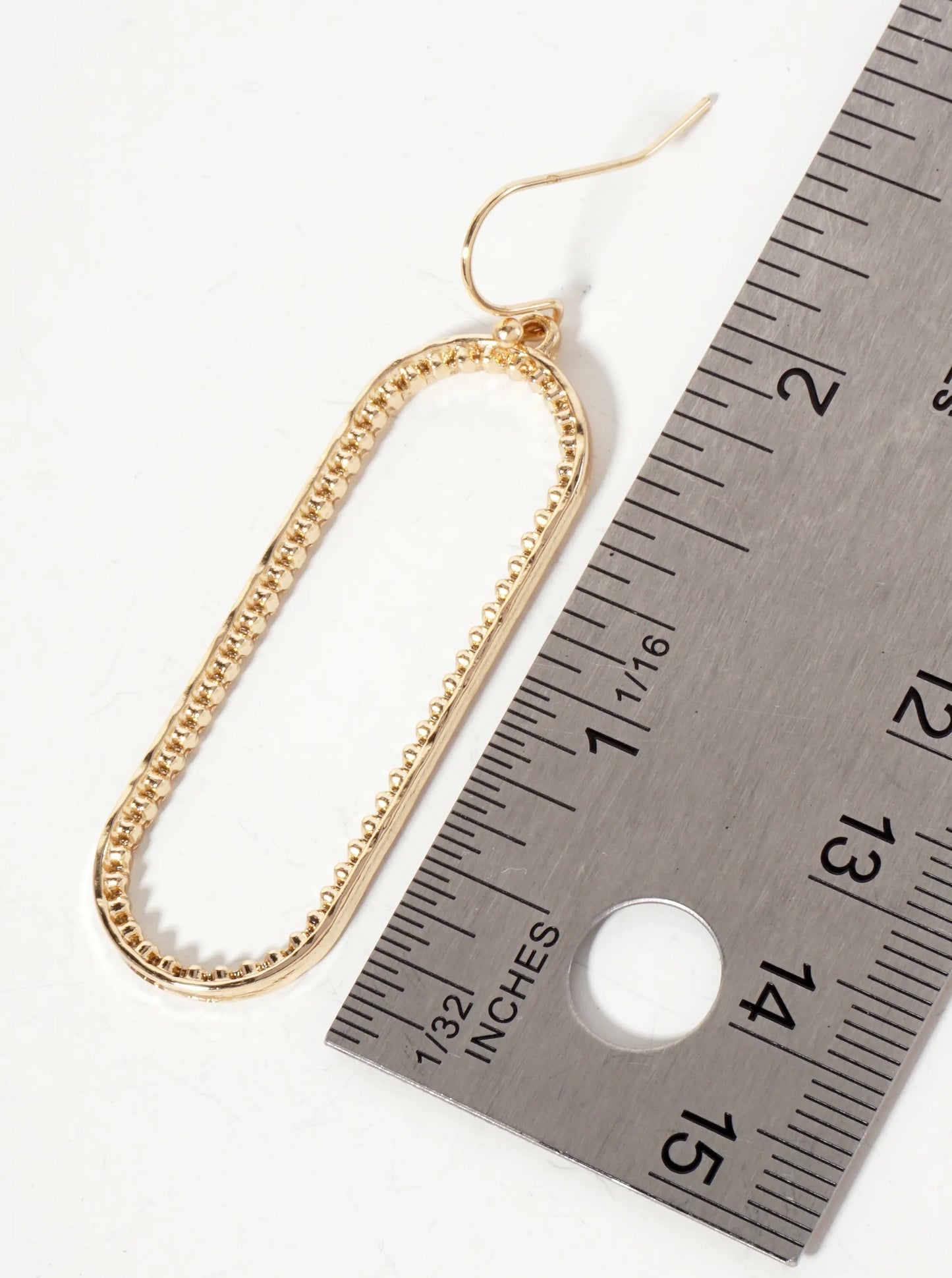 Metal Textured Stadium-Shaped Dangle Earrings