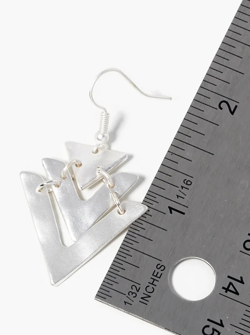 Metal Three Chevron Dangle Drop Earrings